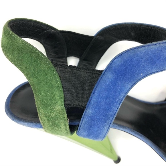 Gucci green blue suede prism heels authentic 36.5 - Picture 11 of 16